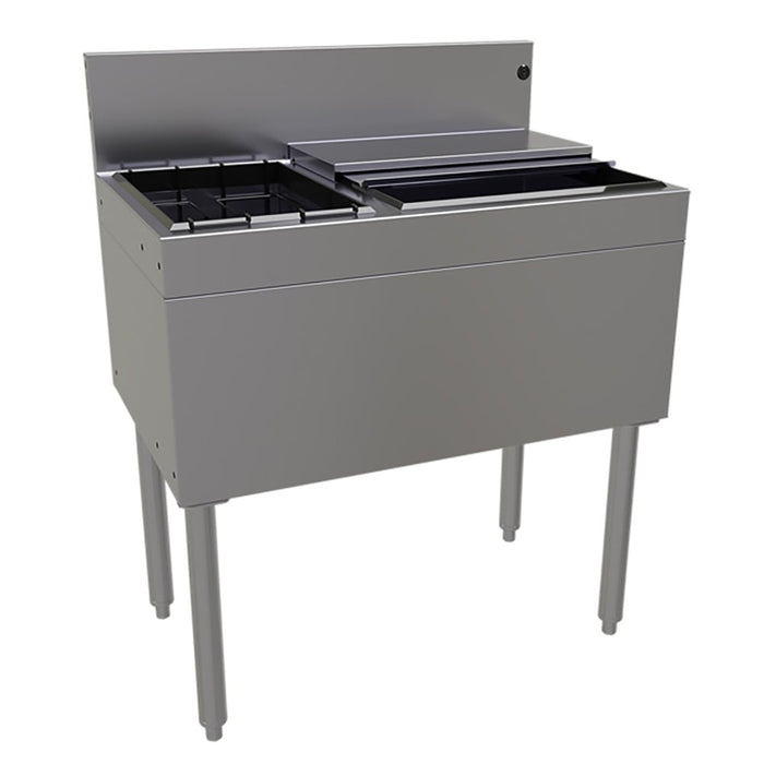 Glastender CBA-30L 30" Main Line Cocktail Station w/ 50 lb Ice Bin, Stainless Steel-cityfoodequipment.com