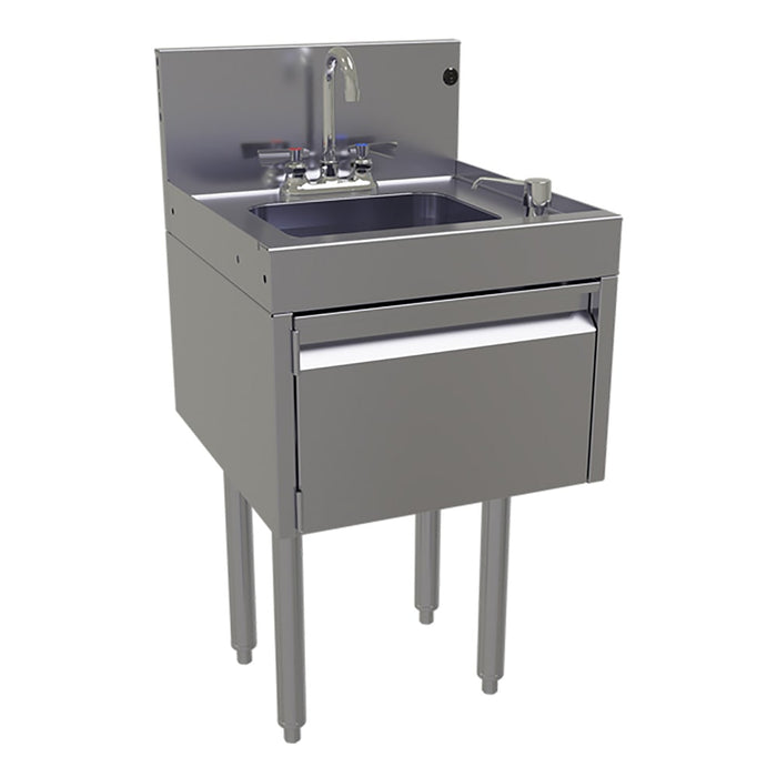 Glastender DHSA-18 Underbar Hand Sink w/ 9 1/4"L x 11 1/2"W x 6"D Bowl - Faucet, Soap & Towel Dispenser-cityfoodequipment.com