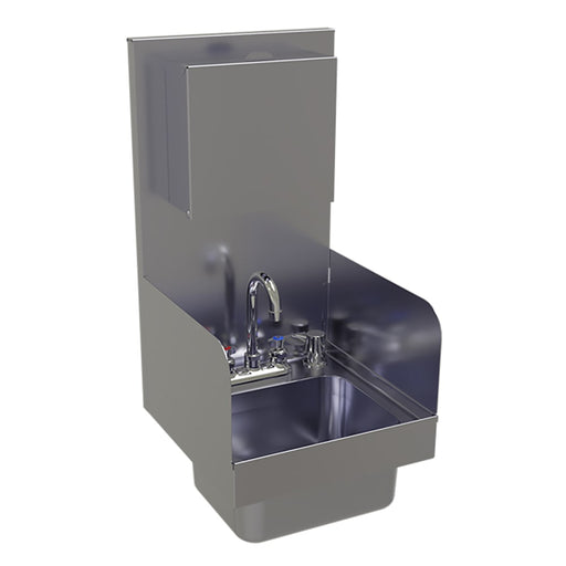 Glastender WH-14-ESD Wall Mount Commercial Hand Sink w/ 9 1/4"L x 11 1/2"W x 6"D Bowl - Faucet, Soap & Towel Dispenser-cityfoodequipment.com