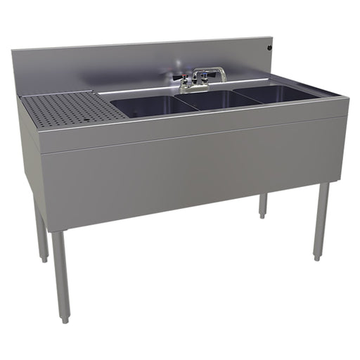 Glastender TSB-48R-S 48" 3 Compartment Sink w/ 11"L x 14"W Bowls, 10 1/4" Deep-cityfoodequipment.com