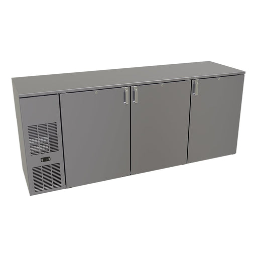 Glastender C1FB84 84" Bar Refrigerator - 3 Swinging Solid Doors, Black, 120v-cityfoodequipment.com