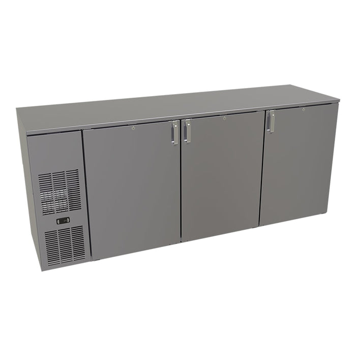 Glastender C1FB84 84" Bar Refrigerator - 3 Swinging Solid Doors, Black, 120v-cityfoodequipment.com