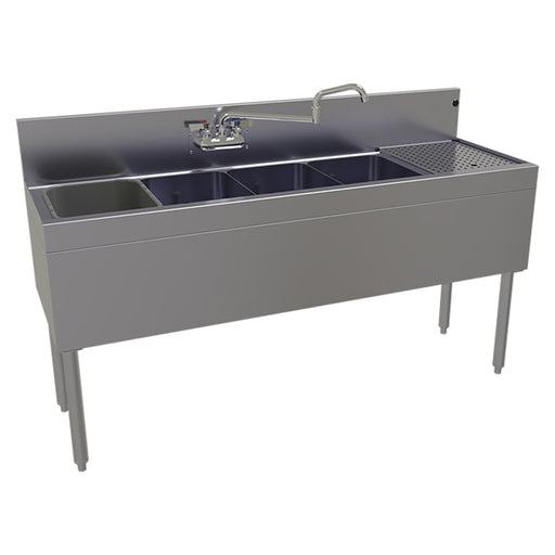 Glastender FSA-60L-S 60" 4 Compartment Sink w/ 11"L x 14"W Bowl, 10 1/4" Deep-cityfoodequipment.com