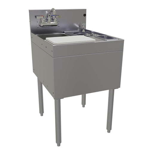 Glastender MFT-20 Underbar Mixology Sink w/ 9 1/4"L x 11 1/2"W x 6"D Bowl – Faucet, Glass Rinser, & Prep Area-cityfoodequipment.com