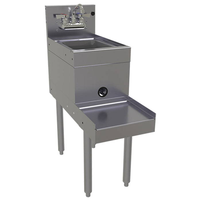 Glastender BSB-12 12" Main Line Underbar Blender Recess Station w/ Dump Sink & Faucet - 7" Backsplash-cityfoodequipment.com