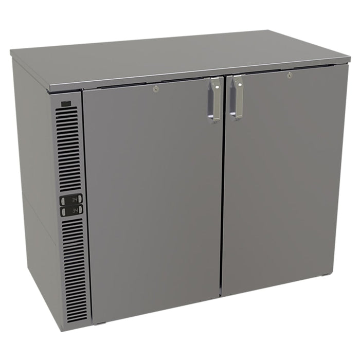 Glastender C2SB44 44" Bar Refrigerator - 2 Swinging Solid Doors, Black, 120v-cityfoodequipment.com