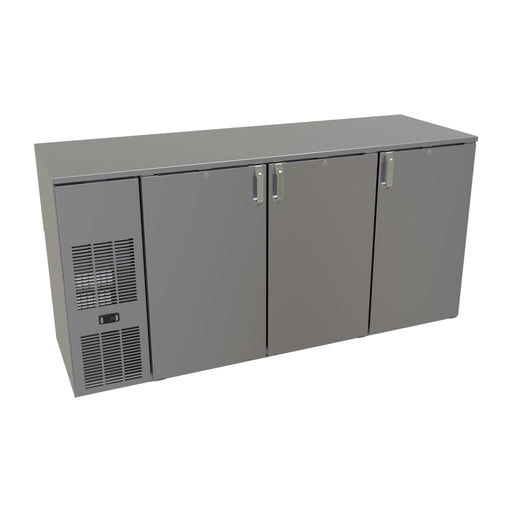 Glastender C1FB72 72" Bar Refrigerator - 3 Swinging Solid Doors, Black, 120v-cityfoodequipment.com