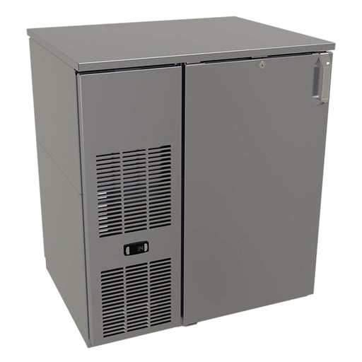 Glastender CP1FB32 32" Pass Thru Bar Refrigerator - 2 Swinging Solid Doors, Black, 120v-cityfoodequipment.com