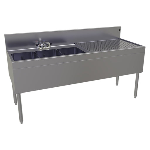 Glastender TSB-66L-S 66" 3 Compartment Sink w/ 11"L x 14"W Bowls, 10 1/4" Deep-cityfoodequipment.com