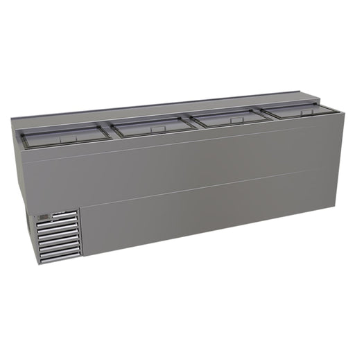 Glastender ST96-S 96" Forced Air Bottle Cooler - Holds (826) 12 oz Bottles, Lid Locks, Stainless, 120v-cityfoodequipment.com