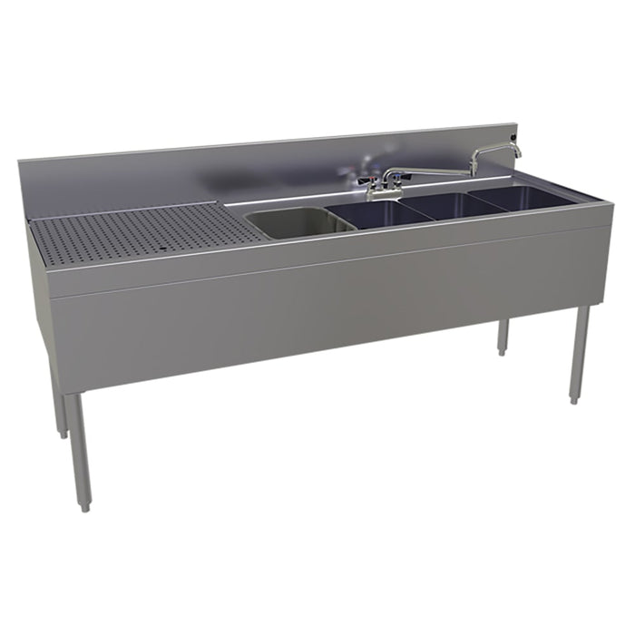 Glastender FSB-72R-S 72" 4 Compartment Sink w/ 11"L x 14"W Bowl, 10 1/4" Deep-cityfoodequipment.com