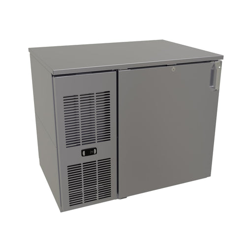 Glastender CP1FL32 32" Pass Thru Bar Refrigerator - 2 Swinging Solid Doors, Black, 120v-cityfoodequipment.com