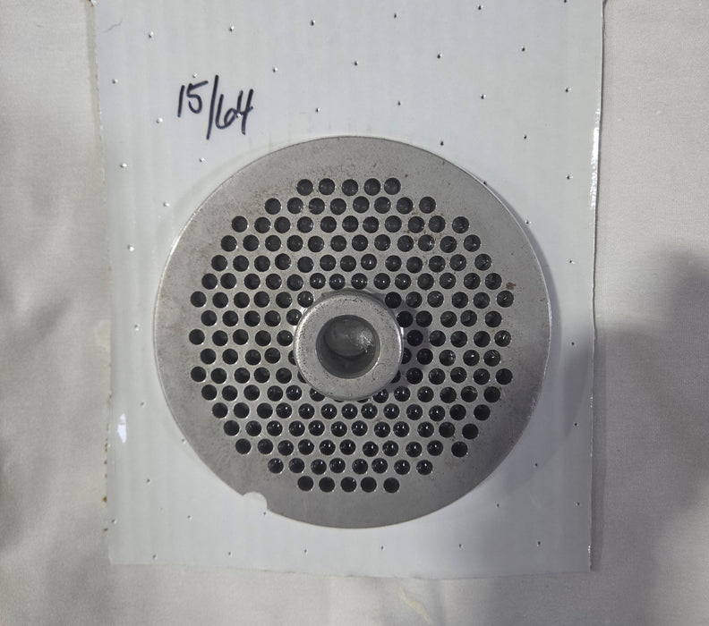 USED #56 15/64" Stainless Steel Meat Grinder Plate w/ hub