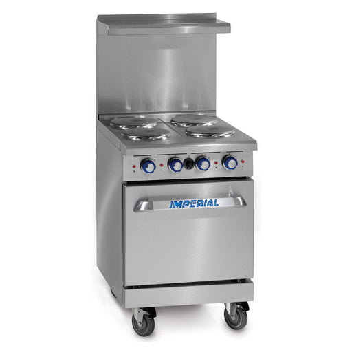 Imperial IR-4-E 24"Restaurant Range 4 Round Electric Burners - Standard Oven
Stainless Steel, Solid Top, Space Saver with 1 Chrome Rack-cityfoodequipment.com