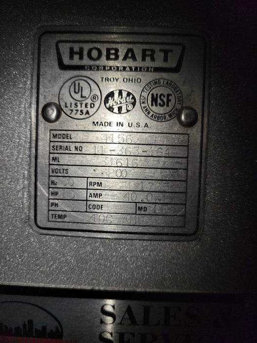 Used Hobart 4156 HD, 15 HP Commercial Meat Grinder Size #56, 3 Phase, 220 Volts-cityfoodequipment.com