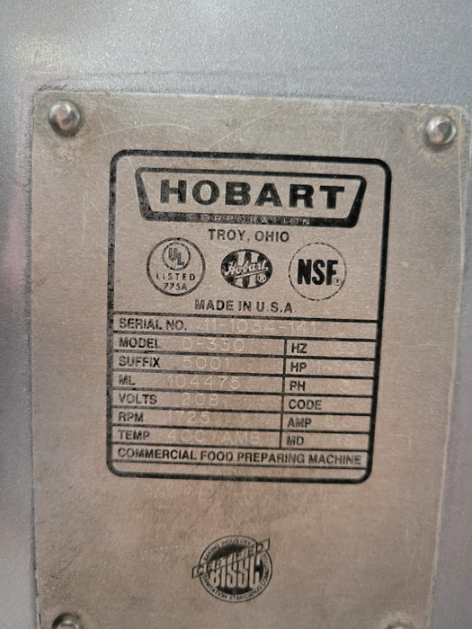 Used Hobart D330- 30 Quart Commercial 1-1/4HP, 208V, 3 Phase Dough Mixer-cityfoodequipment.com