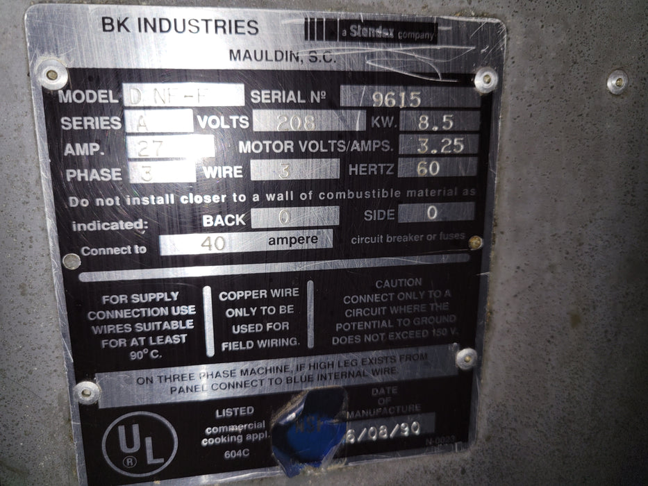BKI DNF-F 70 lbs. Electric Donut Fryer, 3 Phase, 208V, 27 Amps-cityfoodequipment.com