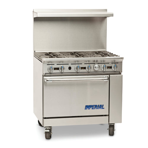 Imperial IR-6-C 36" Commercial Gas 6 Burner Range w/ 26.5" Convection Oven-cityfoodequipment.com