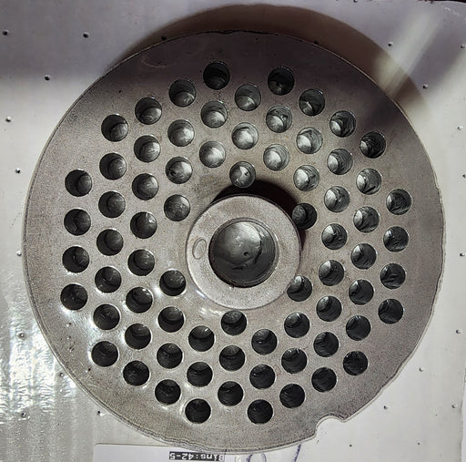 #56 3/8" Chrome Plated Stainless Steel Grinder Plate w hub-cityfoodequipment.com