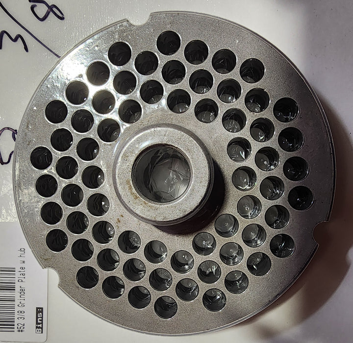 #52 3/8" Stainless Steel Meat Grinder Plate w/ hub