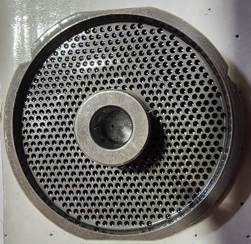 #52 7/64" Stainless Steel Meat Grinder Plate w/ hub flat side Butcherboy Pork-cityfoodequipment.com