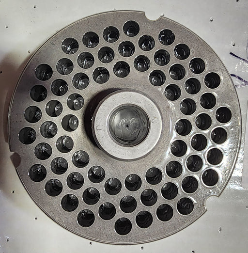 #52 3/8" Stainless Steel Meat Grinder Plate w/ Hub-cityfoodequipment.com