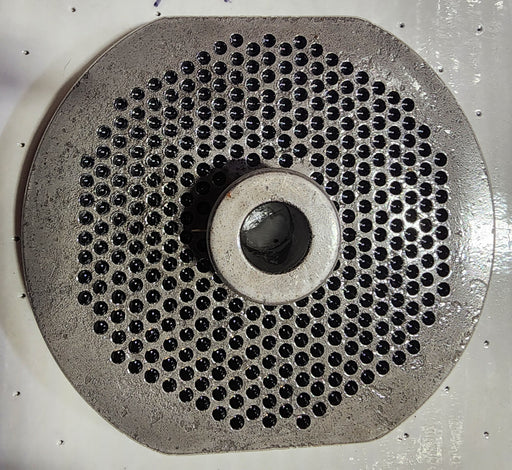 #56 3/16" Chrome Plated Meat Grinder Plate w/ Hub Flat Side Butcherboy-cityfoodequipment.com