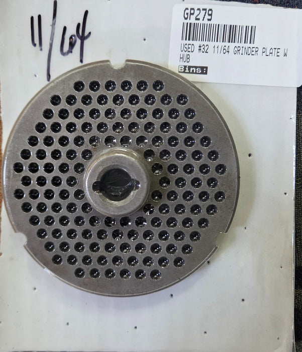 USED #32 11/64 GRINDER PLATE W HUB-cityfoodequipment.com