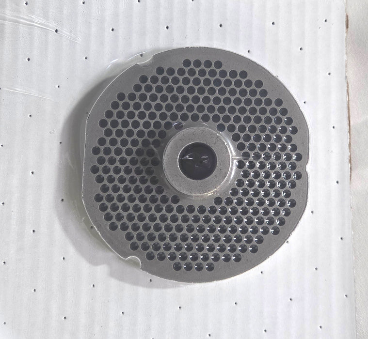#52 3/16" Chrome Plated Meat Grinder Plate w/ Hub Flat Side Butcherboy-cityfoodequipment.com
