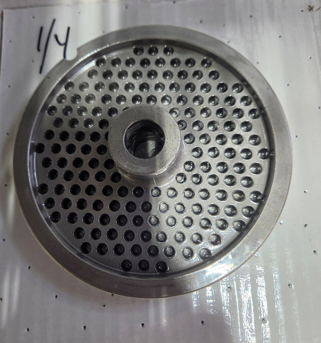 USED #56 1/4" GRINDER PLATE W HUB PORK PLATE-cityfoodequipment.com