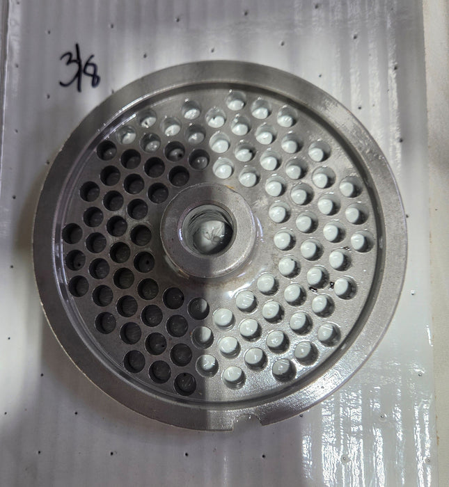 USED #56 3/8" GRINDER PLATE W HUB PORK PLATE-cityfoodequipment.com