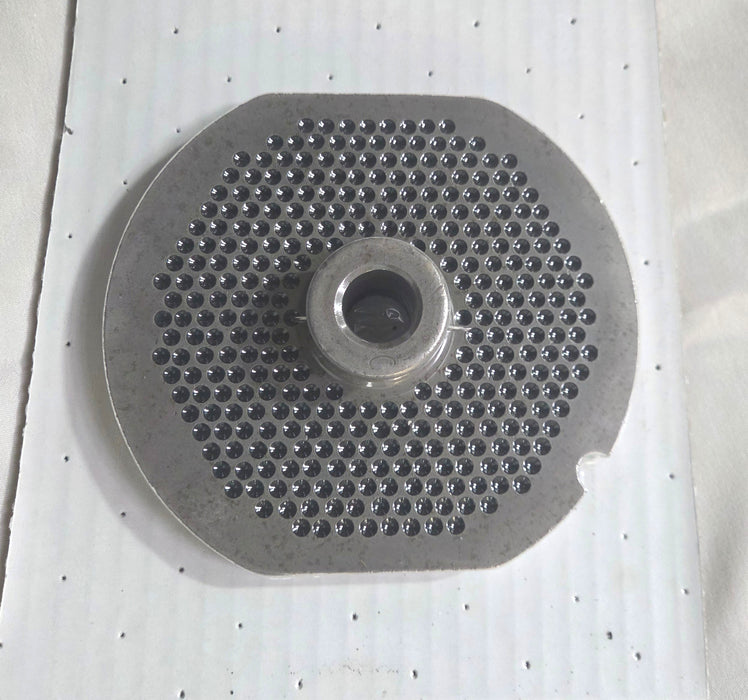 #56 3/16" Chrome Plated Meat Grinder Plate w/ Hub Flat Side Butcherboy-cityfoodequipment.com