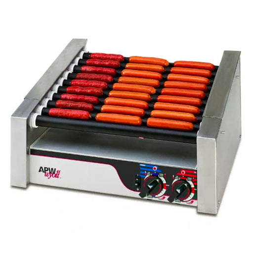 APW HRS-50S 50 Hot Dog Roller Grill - Slanted Top, 120v-cityfoodequipment.com