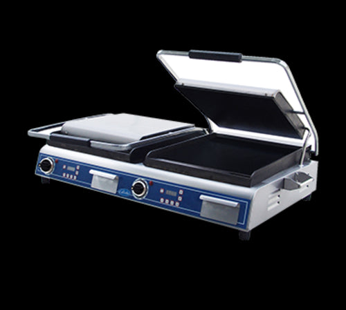 Globe GSGDUE14D Deluxe Double Sandwich Grill with Smooth Plates - Dual 14" x 14" Cooking Surfaces - 208/240V, 7200W-cityfoodequipment.com