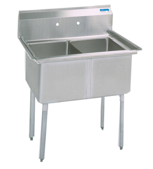 Compass 2 Compartments Sink w/ 18" x 18" x 12" D Bowl SS-cityfoodequipment.com