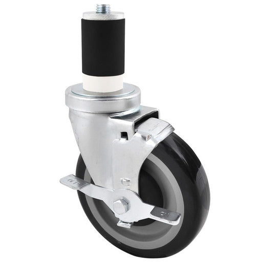 5" Hard Rubber Wheel With 1 5/8" Expanding Stem Swivel Caster With Top Lock Brake-cityfoodequipment.com