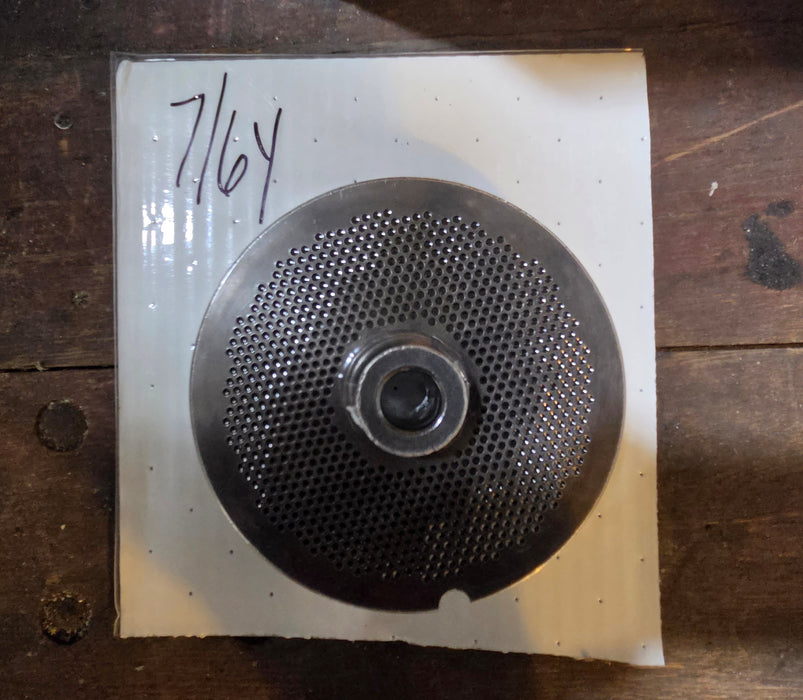 USED #56 7/64" Stainless Steel Meat Grinder Plate w/ hub
