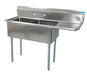 Compass 2 Compartments Sink w/ 18" Right Drainboard 18" x 18" x 12" D-cityfoodequipment.com