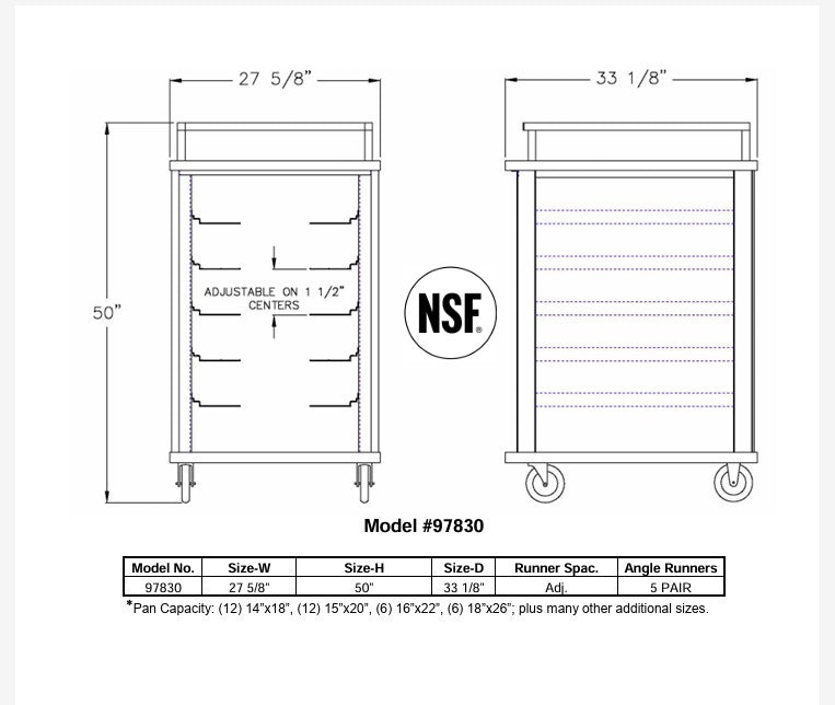 New Age 97830 12 Tray Cabinet Room Service Cart, Aluminum-cityfoodequipment.com