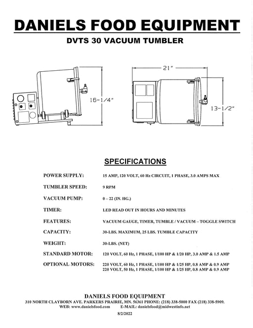 Daniels DVTS 30 Commercial 30 LBS. Vacuum Tumbler-cityfoodequipment.com