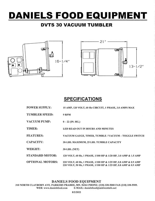 Daniels DVTS 30 Commercial 30 LBS. Vacuum Tumbler-cityfoodequipment.com