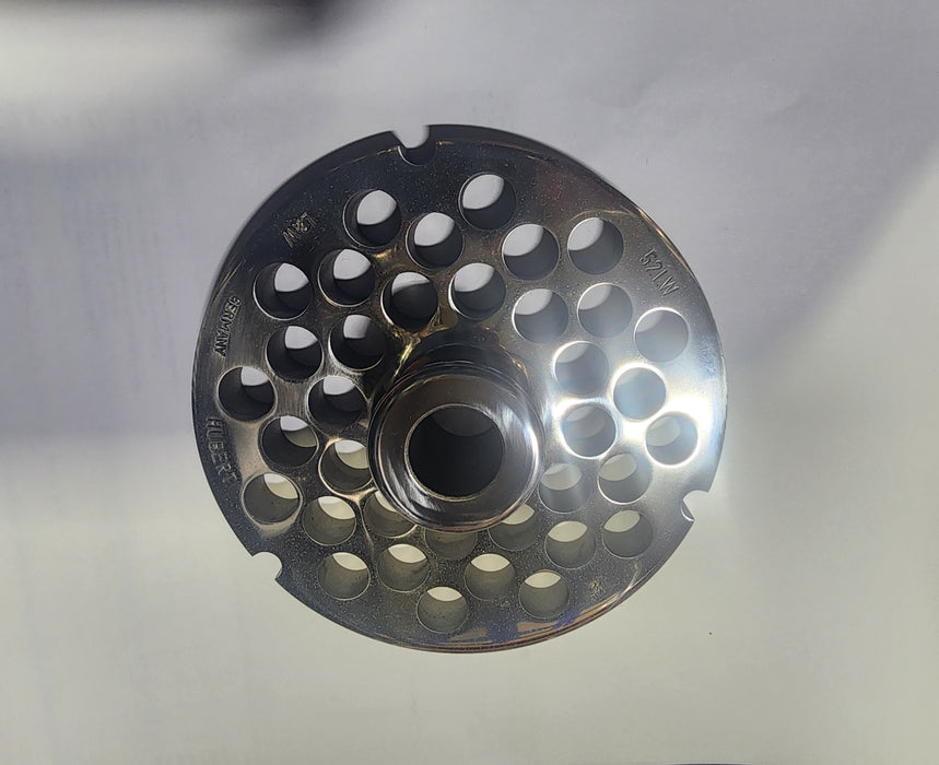 #52 1/2" Chrome Plated Stainless Steel Meat Grinder Plate w/ hub-cityfoodequipment.com
