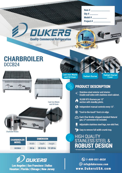 Dukers DCCB24 24 in. W Countertop Charbroiler-cityfoodequipment.com