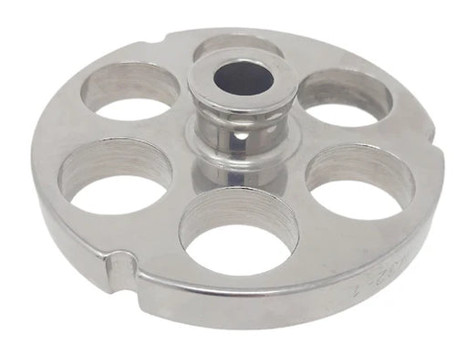 #52 1" Stainless Steel Meat Grinder Plate w/ Hub-cityfoodequipment.com