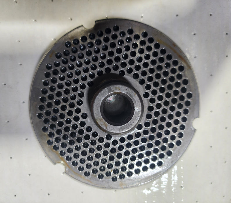 #52 1/4" Stainless Steel Meat Grinder Plate w/ hub-cityfoodequipment.com