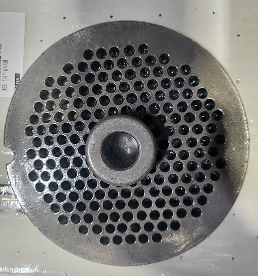 #56 1/4" Stainless Steel Meat Grinder Plate w/ hub-cityfoodequipment.com