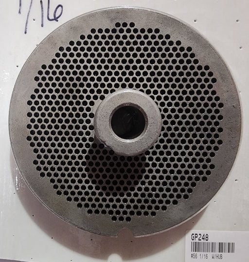 #56 1/16" Stainless Steel Meat Grinder Plate w/ hub-cityfoodequipment.com