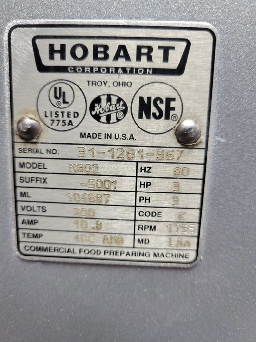 USED 2003 Hobart M802 80 Quart Commercial Dough Mixer W Guard in IMMACULATE CONDITION!!-cityfoodequipment.com