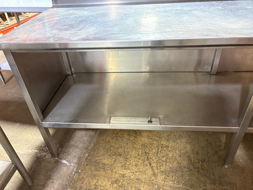 Used 96" x 30" Stainless Steel Work Table with Closed Undershelves-cityfoodequipment.com