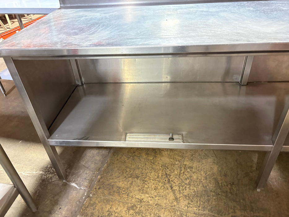 Used 96" x 30" Stainless Steel  Work Table with Closed Undershelves